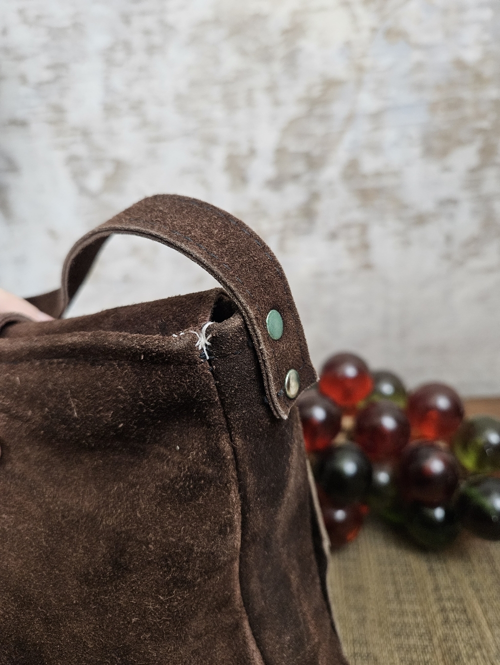 Vintage Leather Suede Purse Shoulder Bag Chocolate Brown Made in Spain VTG Boho - Picture 12 of 12